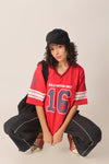 "No- 16" Oversize Varsity  T-shirt for women