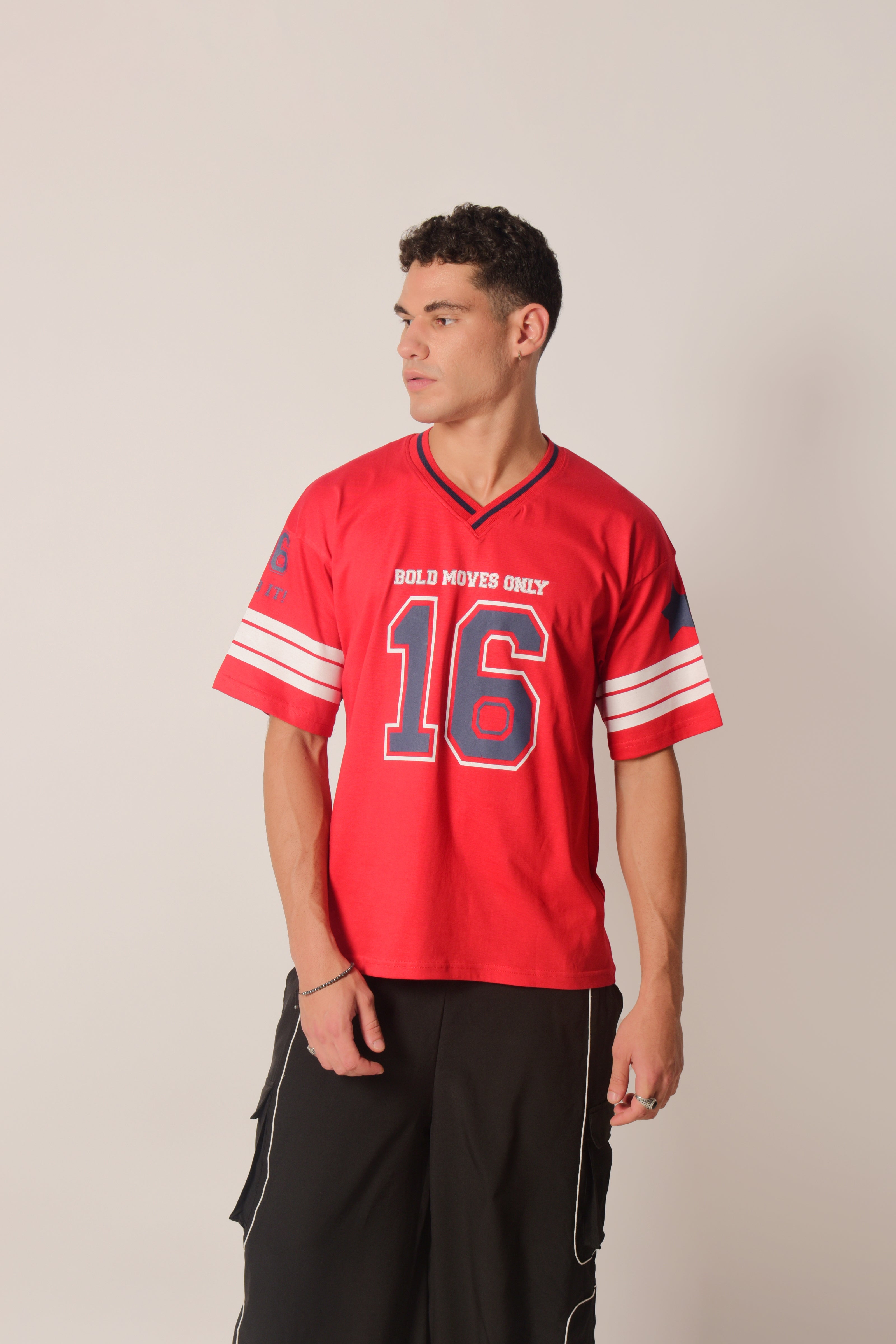 Red Oversize Varsity T Shirt for Men | I Z F Streetwear