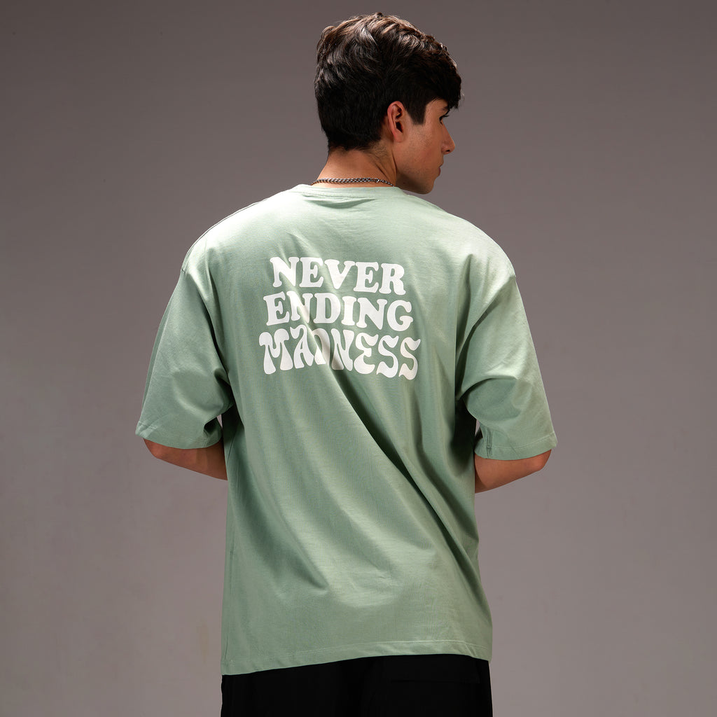 " Never ending Madness " Green Oversize T-shirt For Men