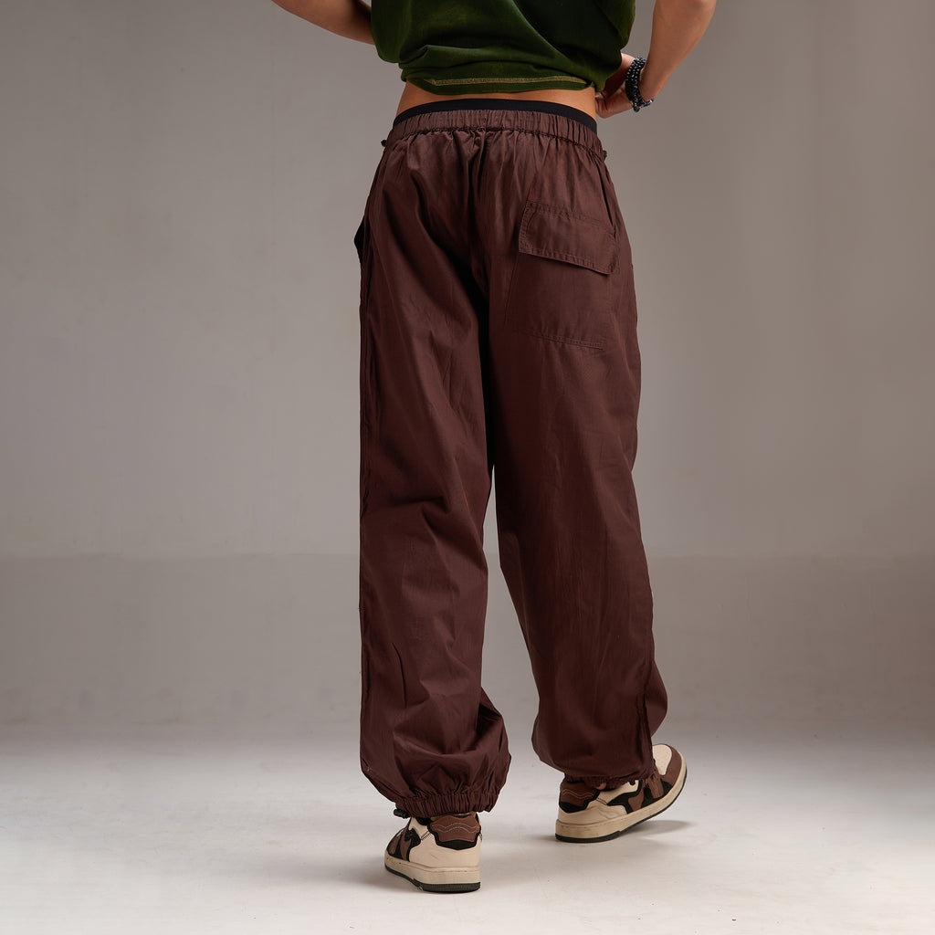 Printed "Limited edition" Parachute Pants for Men in Brown