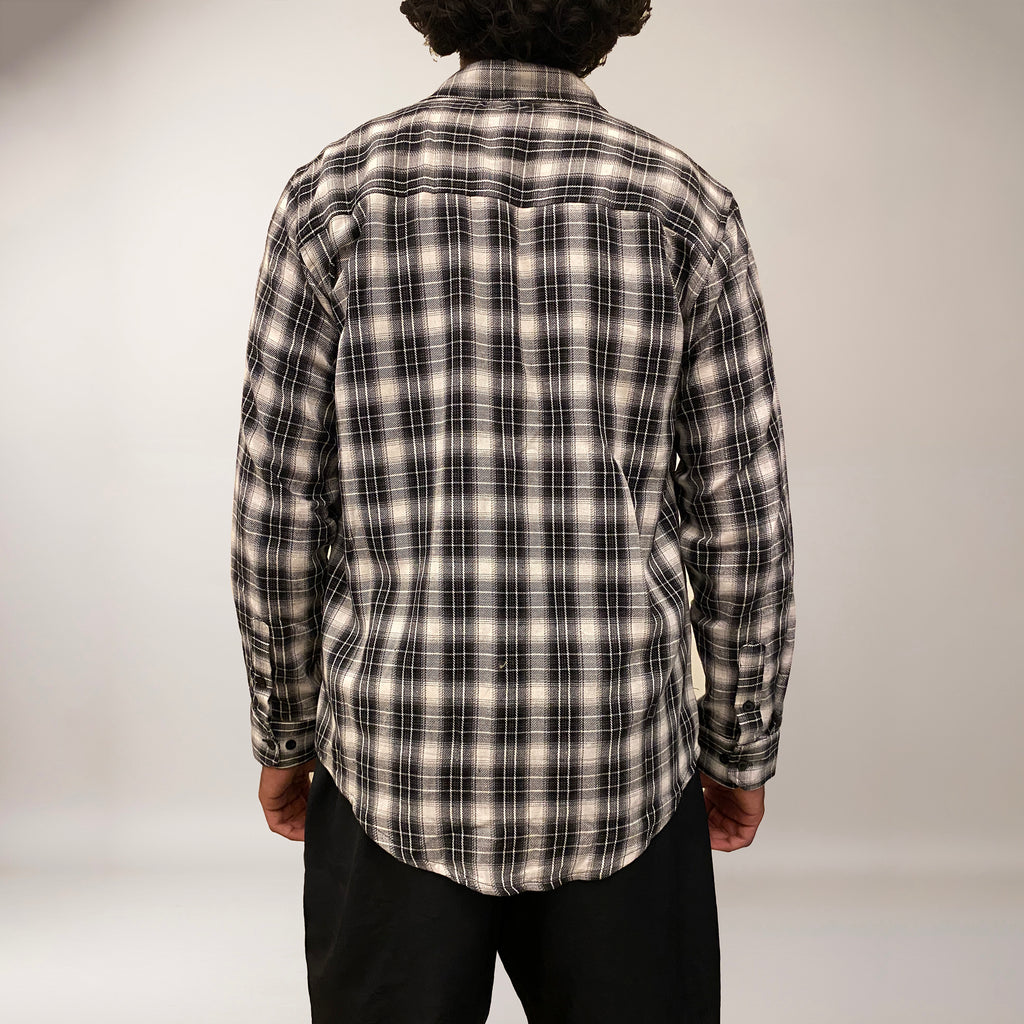 Black checks cotton relaxed fit shirt for men