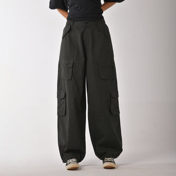 Olive baggy fit cargo pant with belt