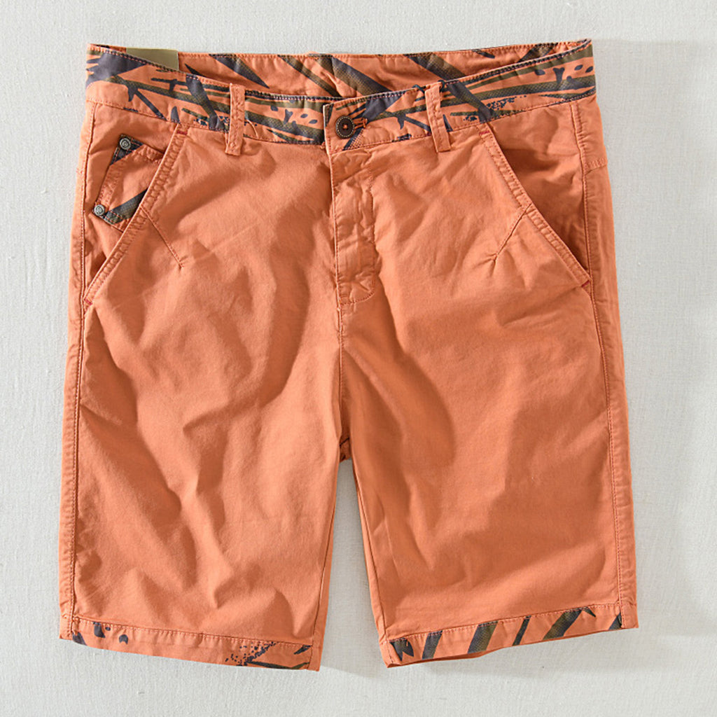 Orange utility breathable straight fit shorts for men