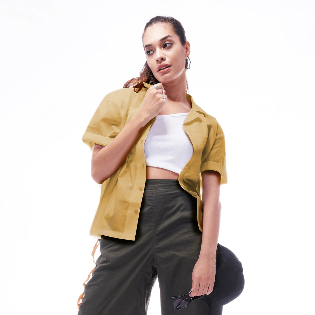 khaki oversized shirt - women