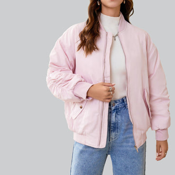 IZF Pink Zipper-Bomber-Jacket