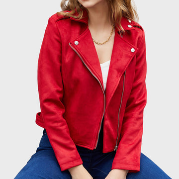 Red Zipper-Biker-Jacket ; Biker Jacket
