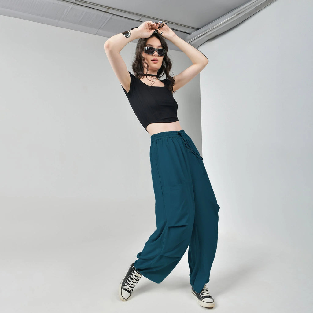 Air parachute pant Combo - Grey & Blue - I Z F