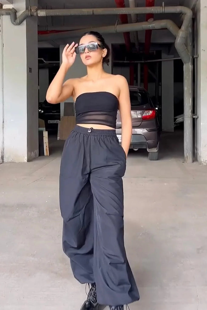 Air Parachute Pants Combo - Black & Blue - I Z F