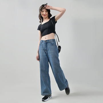 Baggy Jeans & Corset Crop Top - I Z F