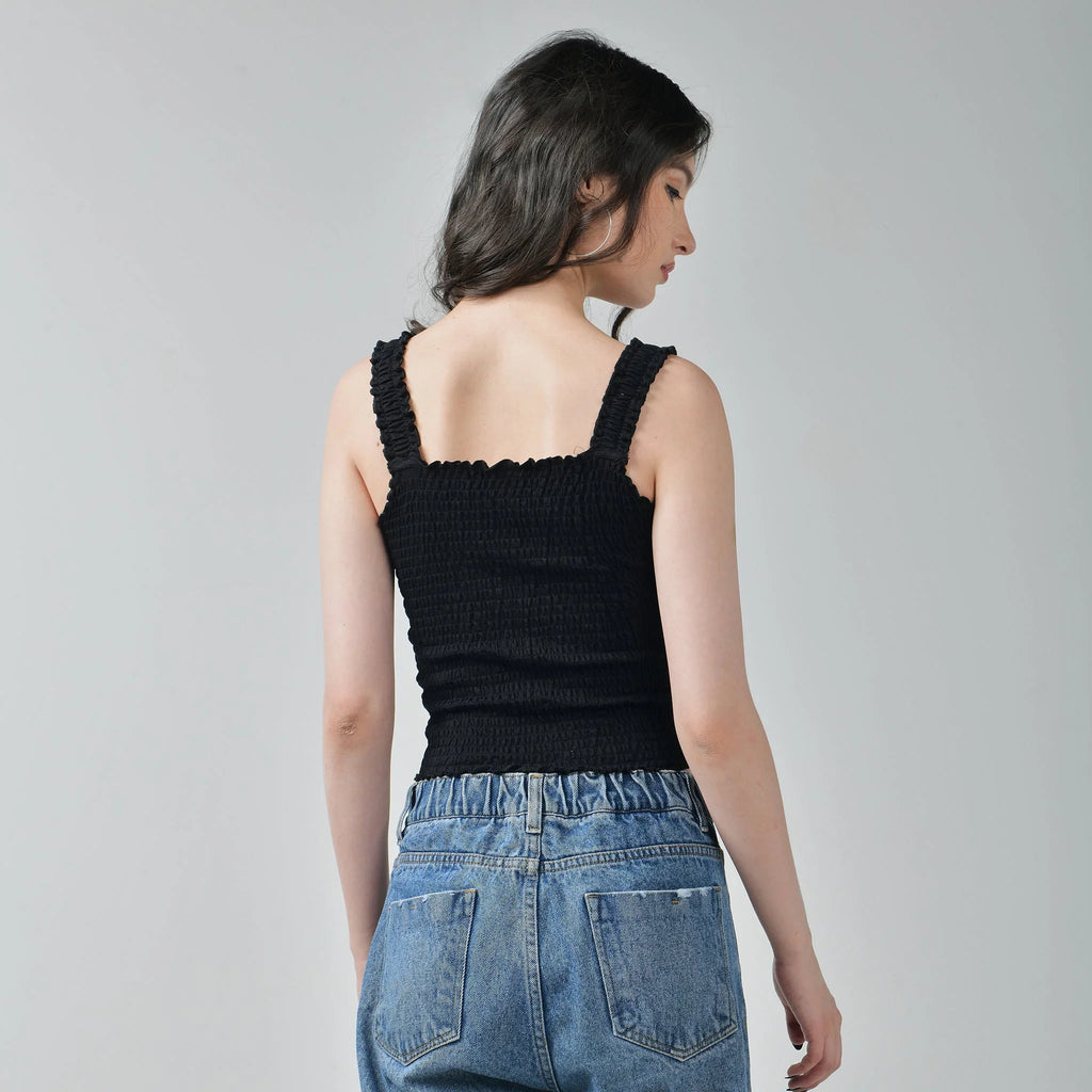 Baggy Jeans & Ruffle Crop Top - I Z F
