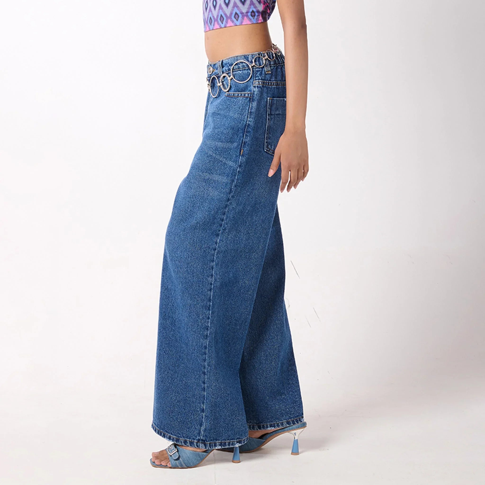 ★THREETIMES★RUFFLE BAGGY JEANS Baggy Jeans & Ruffle Crop Top – I Z F