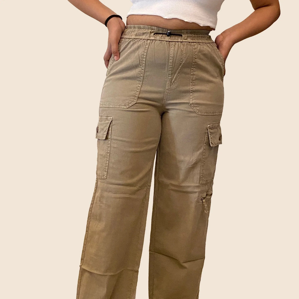 Beige Straight Cargo Pants - I Z F