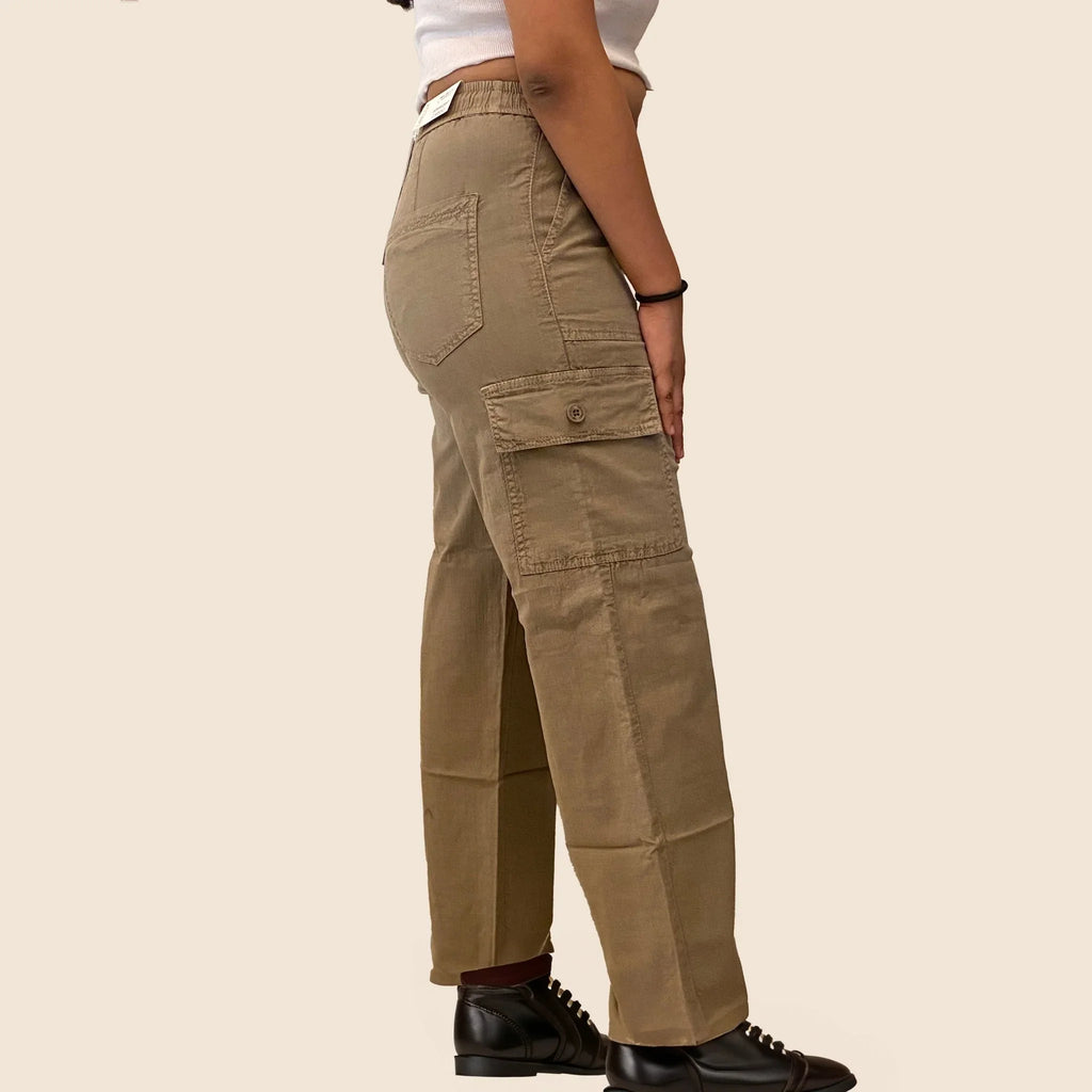 Beige Straight Cargo Pants - I Z F