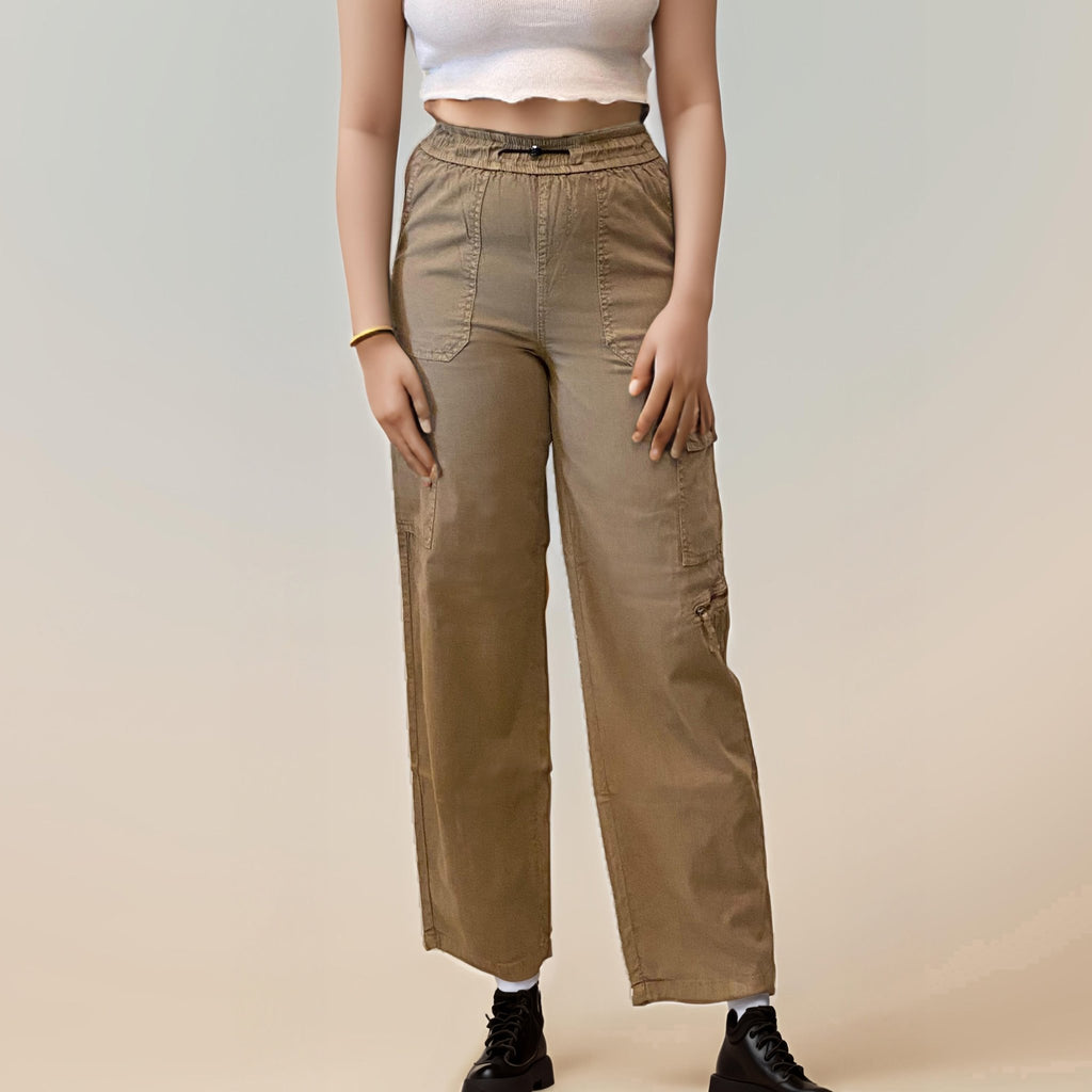 Beige Straight Cargo Pants - I Z F