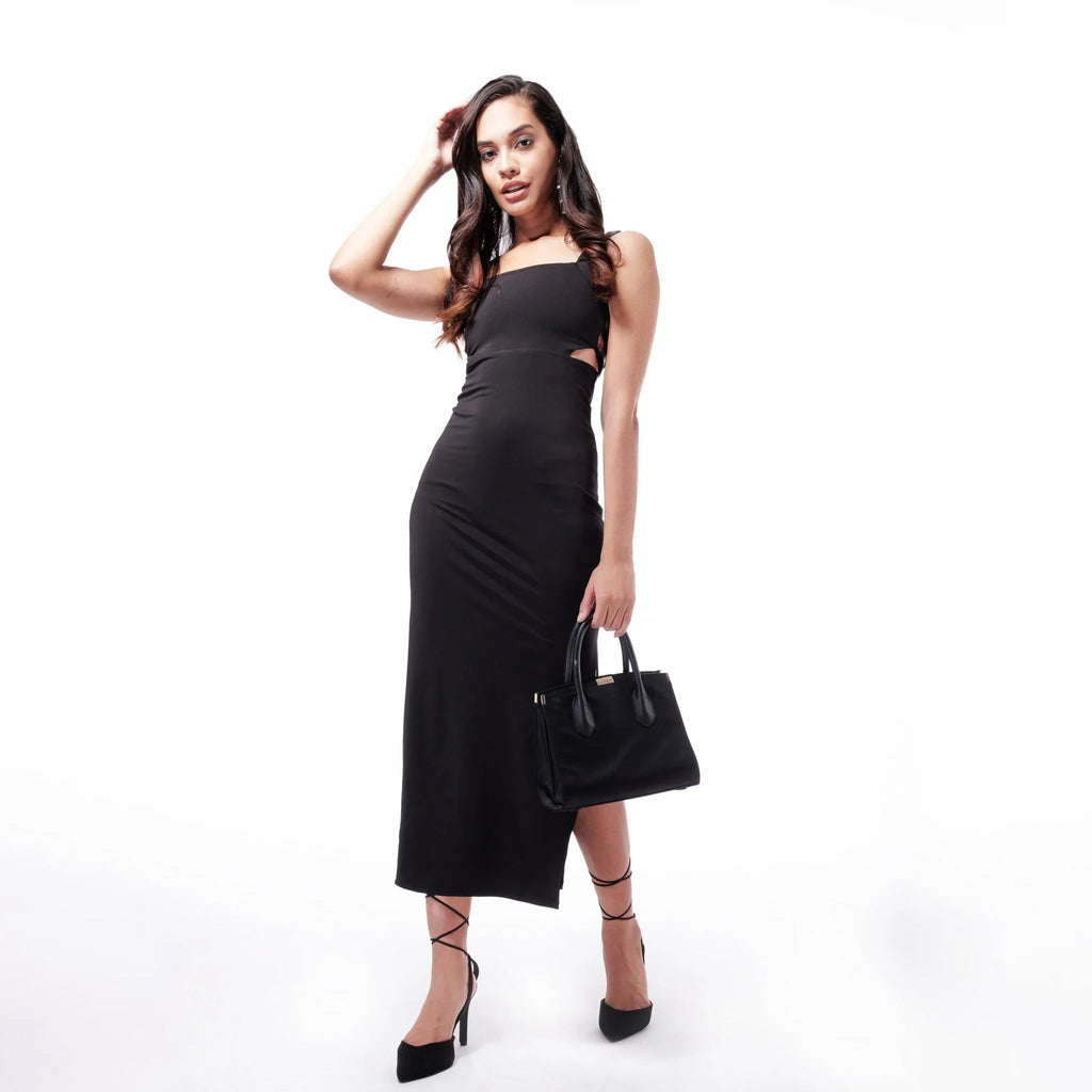 Black Backless Midi Dress - I Z F