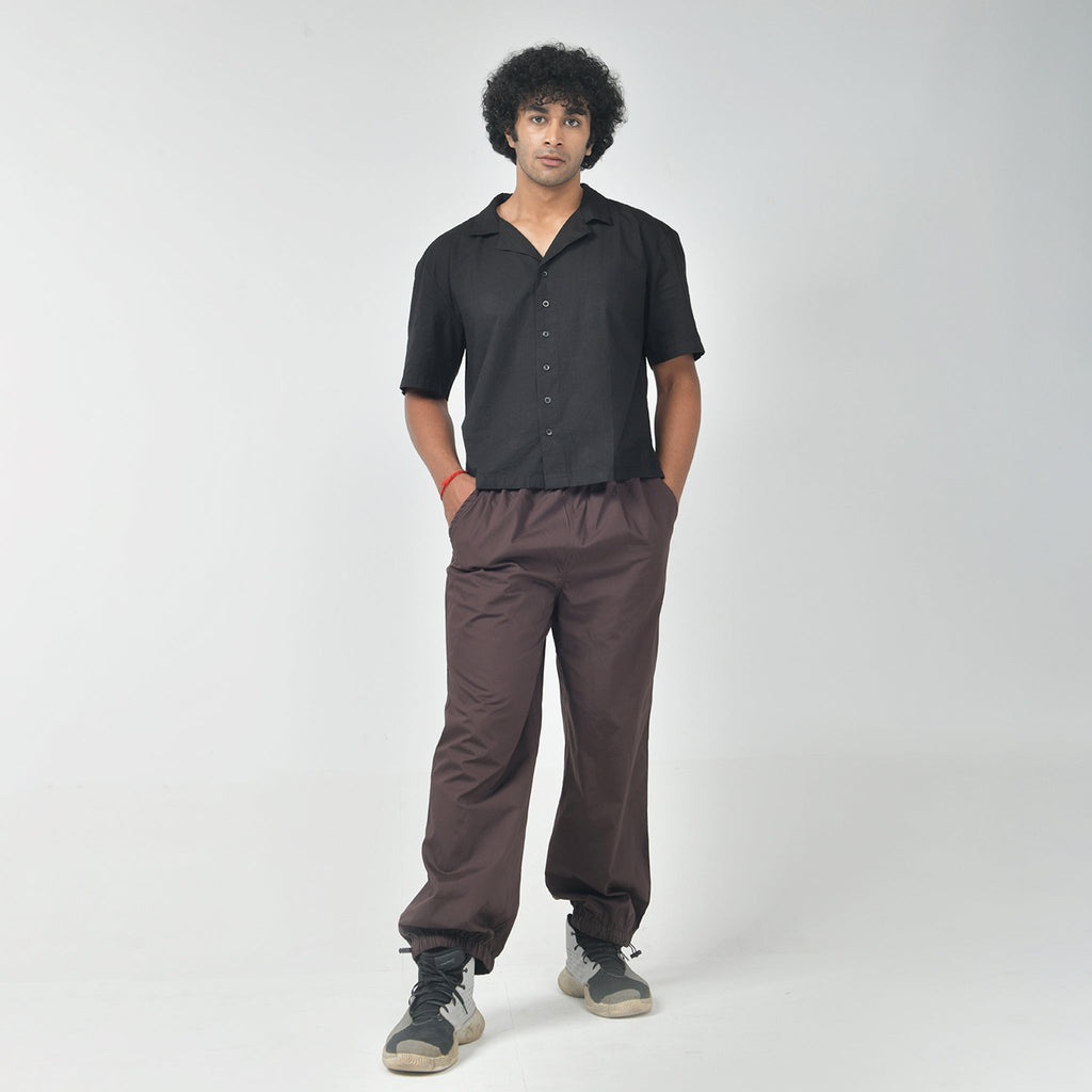 Black Bossman Shirt & Brown Parachute Pants - I Z F