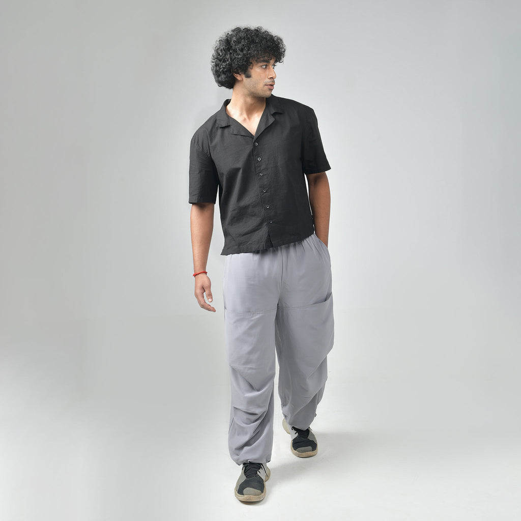 Black Bossman Shirt & Grey Air Parachute Pants - I Z F