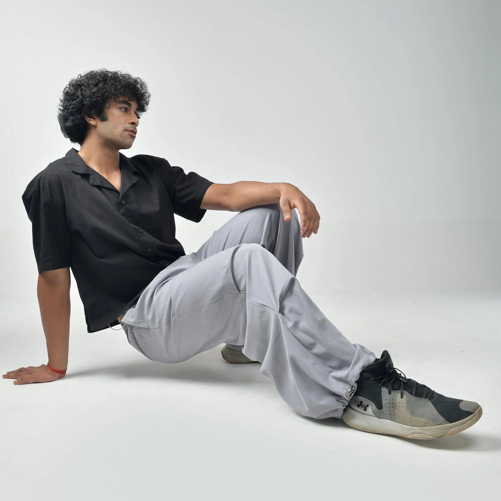 Black Bossman Shirt & Grey Air Parachute Pants - I Z F