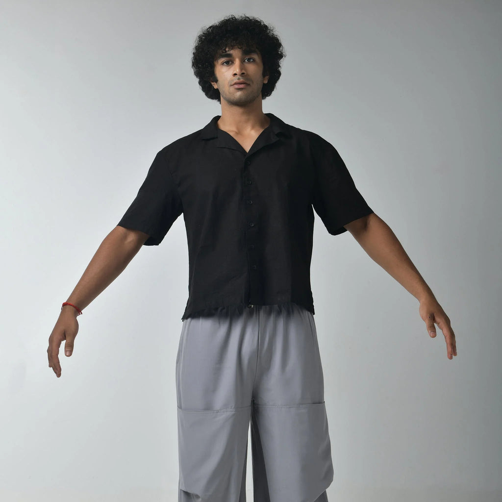 Black Bossman Shirt & Grey Air Parachute Pants - I Z F