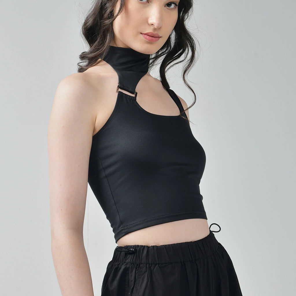 Black Buckle Top & Cargo Para Pants Black - I Z F