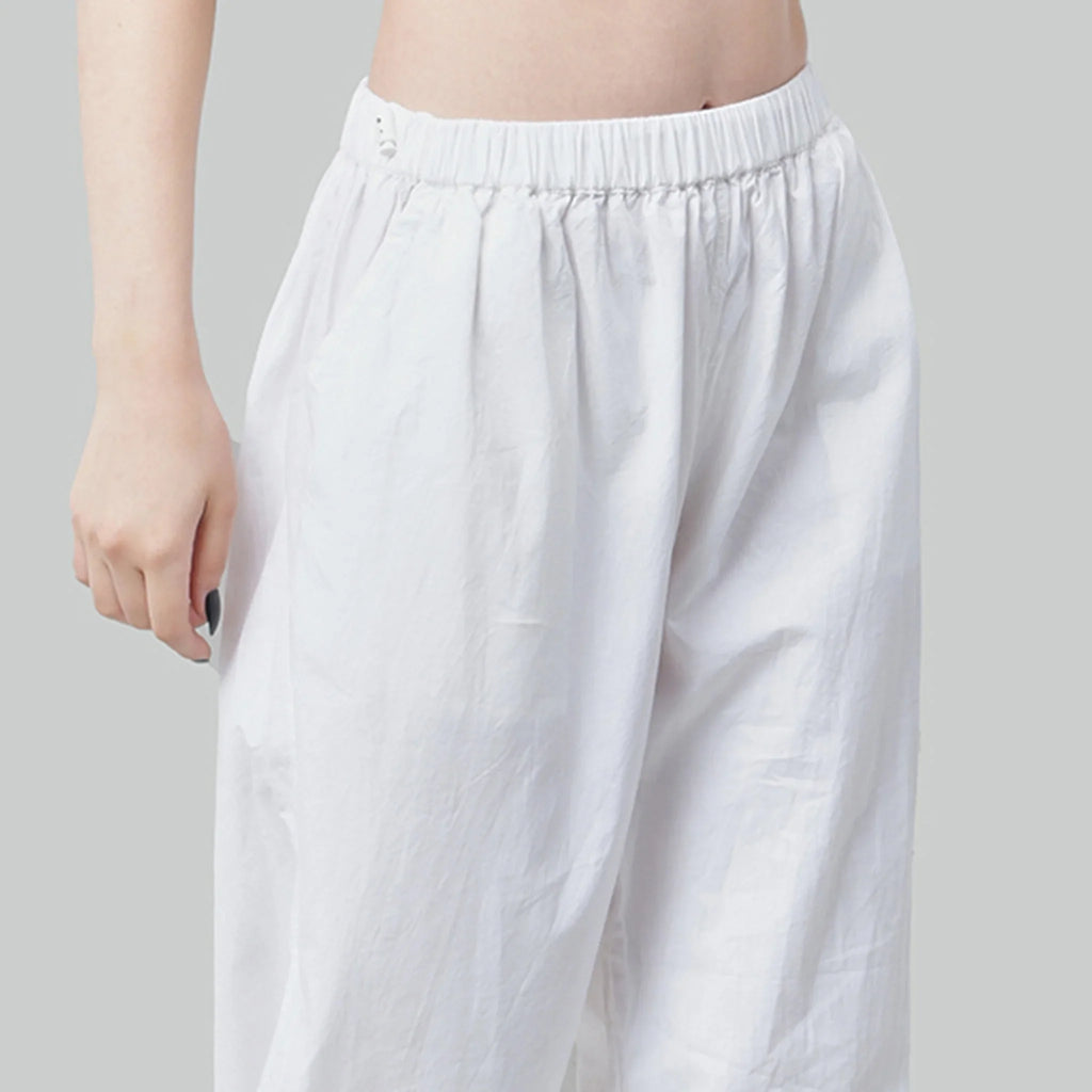 Black Buckle Top & White Parachute Pants - I Z F
