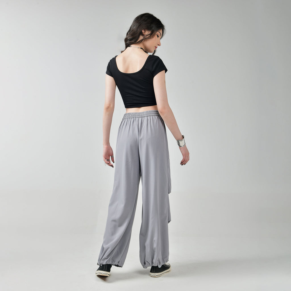 Black Corset Crop Top & Grey Air Para Pants - I Z F