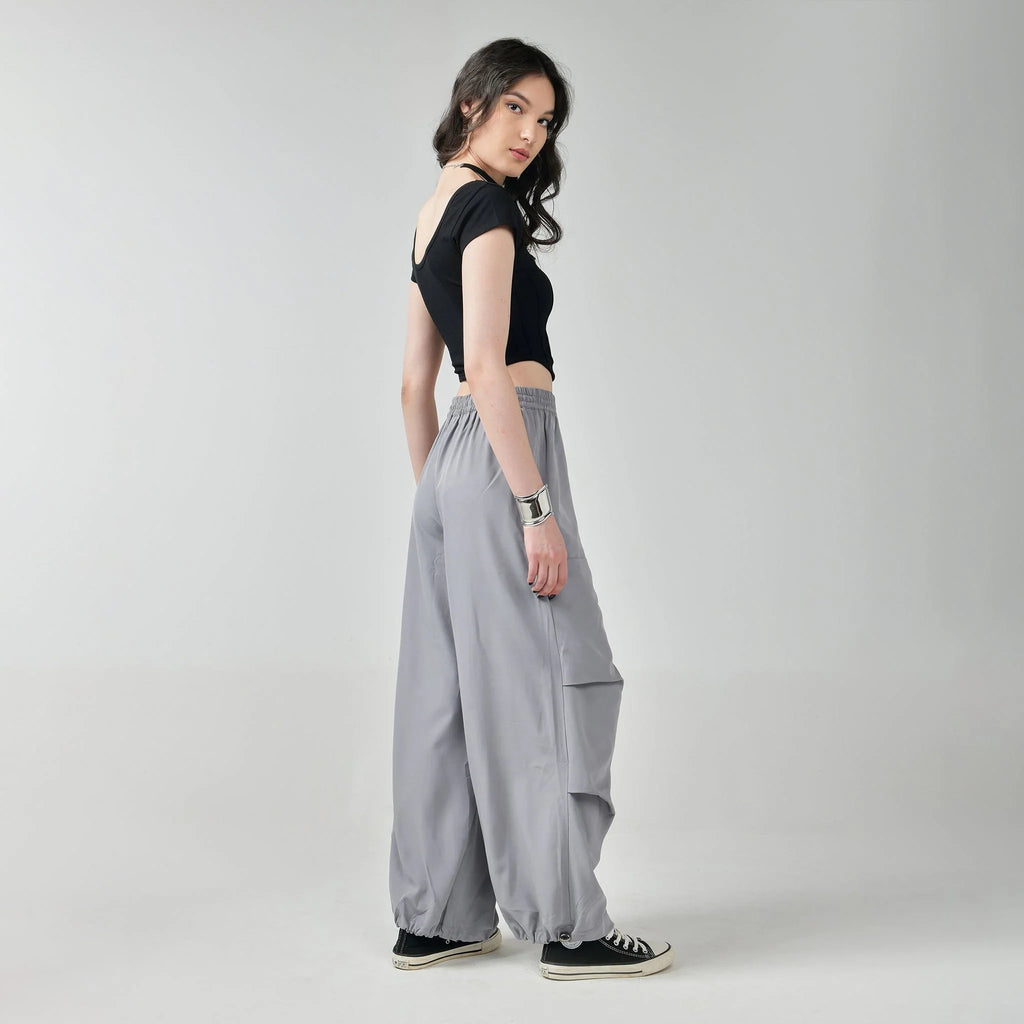 Black Corset Crop Top & Grey Air Para Pants - I Z F