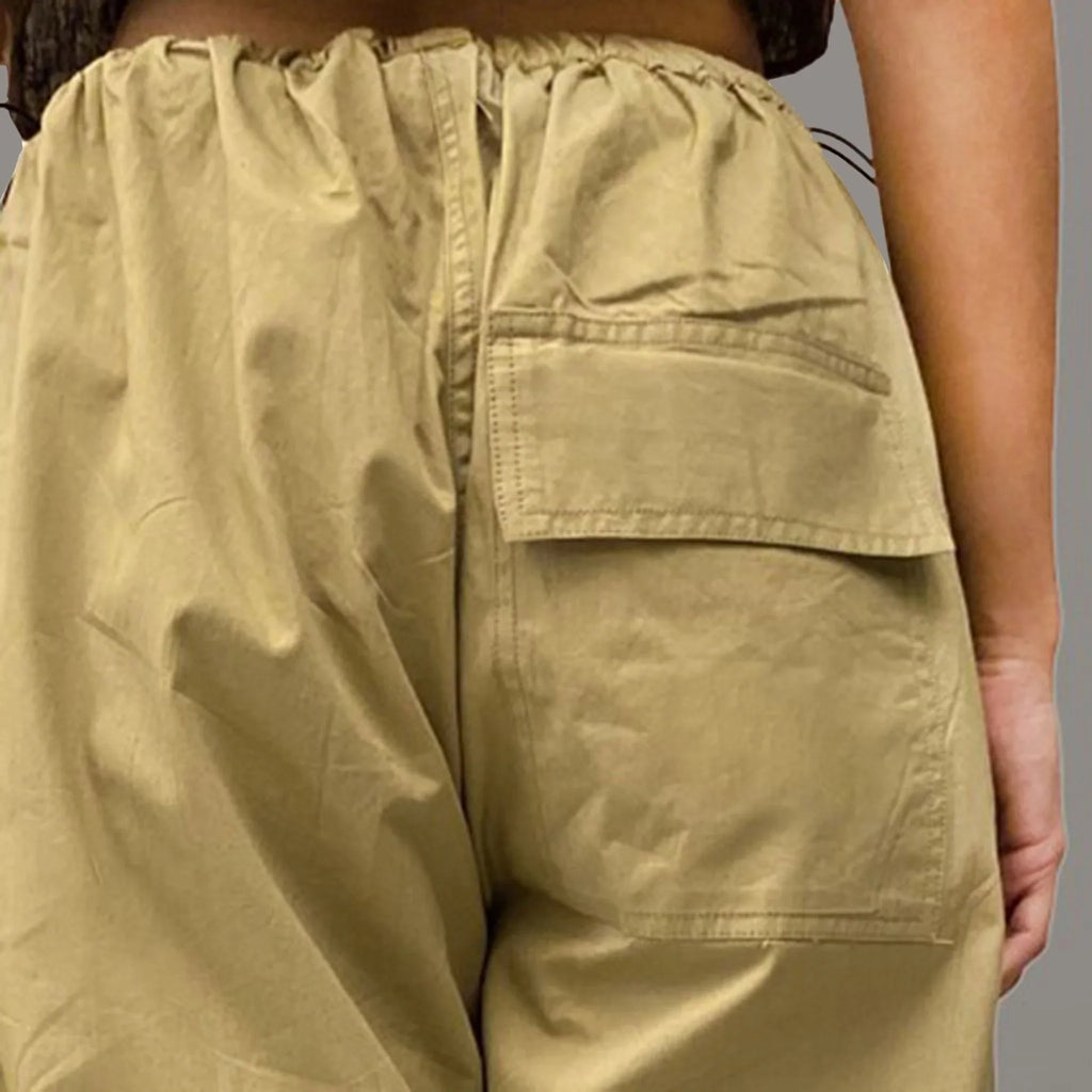 Black Corset Crop Top & Khaki Parachute Pants - I Z F