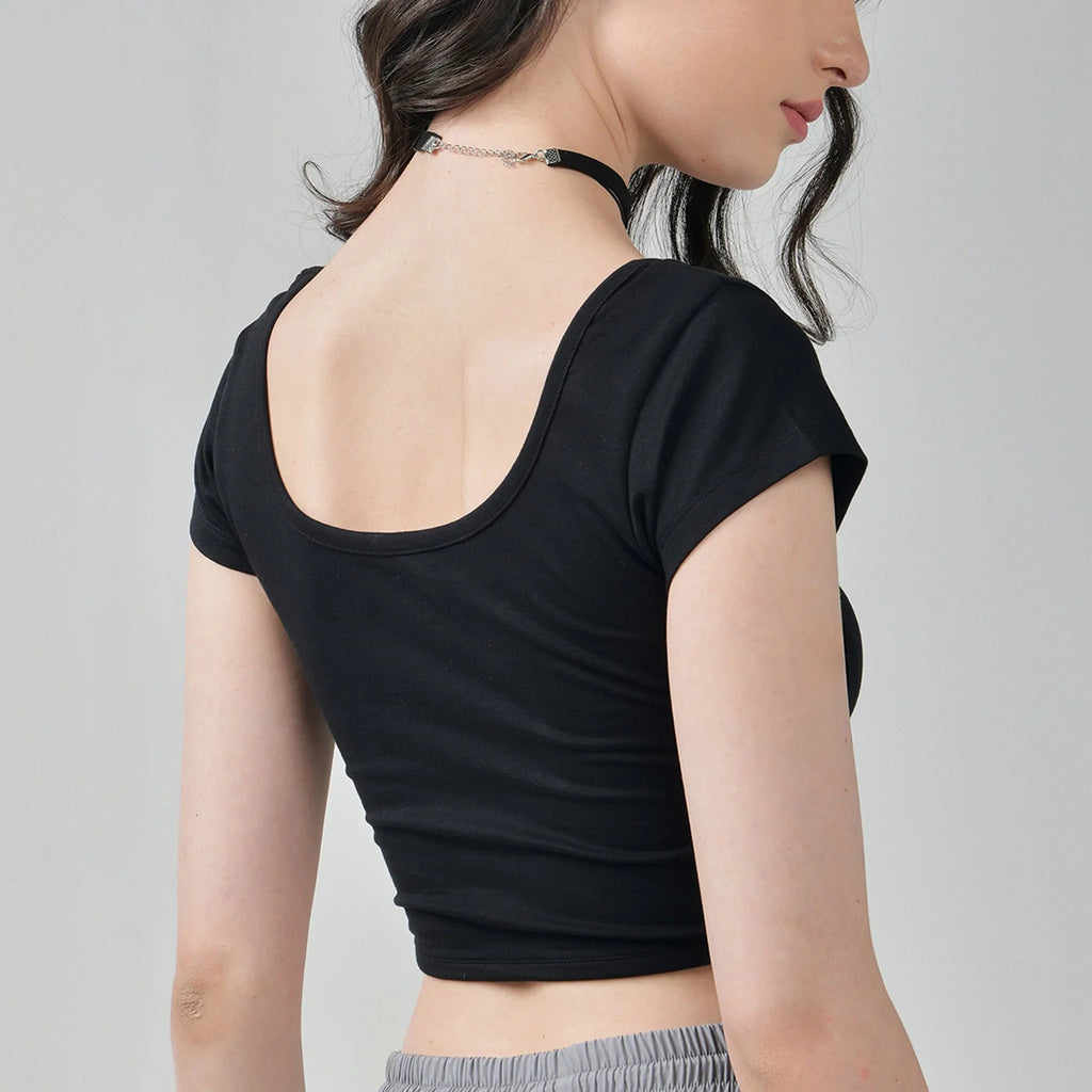 Black Corset Crop Top & White Parachute Pants - I Z F