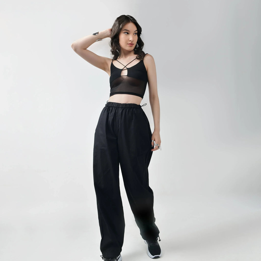 Black Mesh Tank Top - I Z F