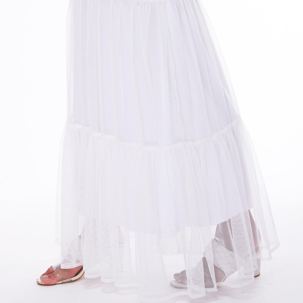 Black Mesh Top & White Mesh Maxi Skirt - I Z F