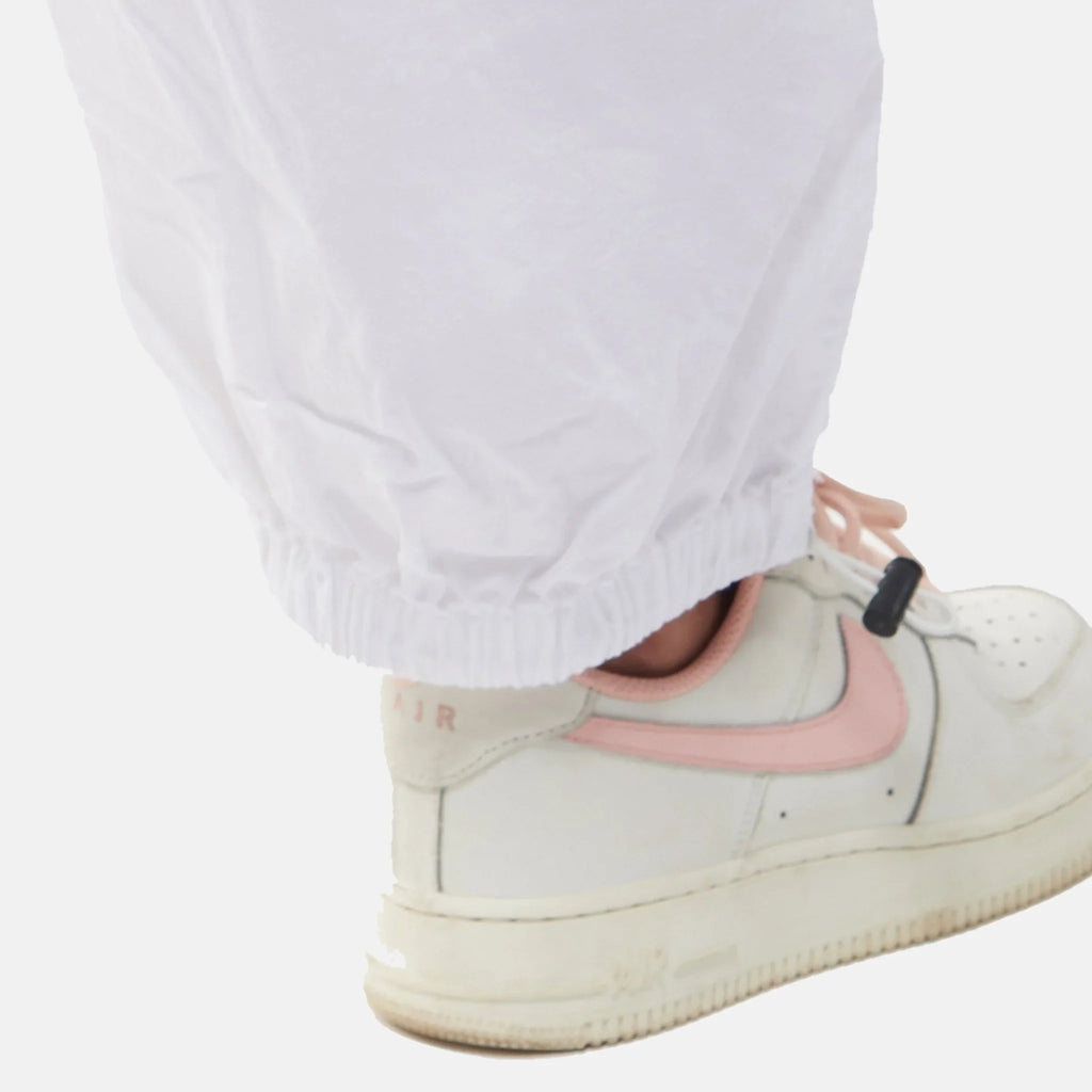 Black Mesh Top & White Parachute Pants - I Z F