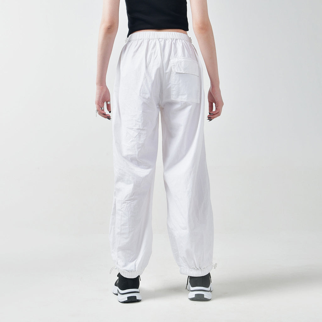 Black Mesh Top & White Parachute Pants Set - I Z F