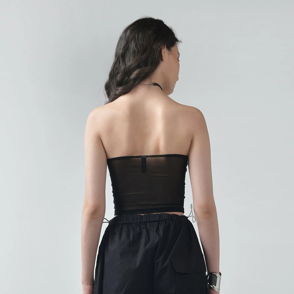 Black Mesh Tube Top - I Z F