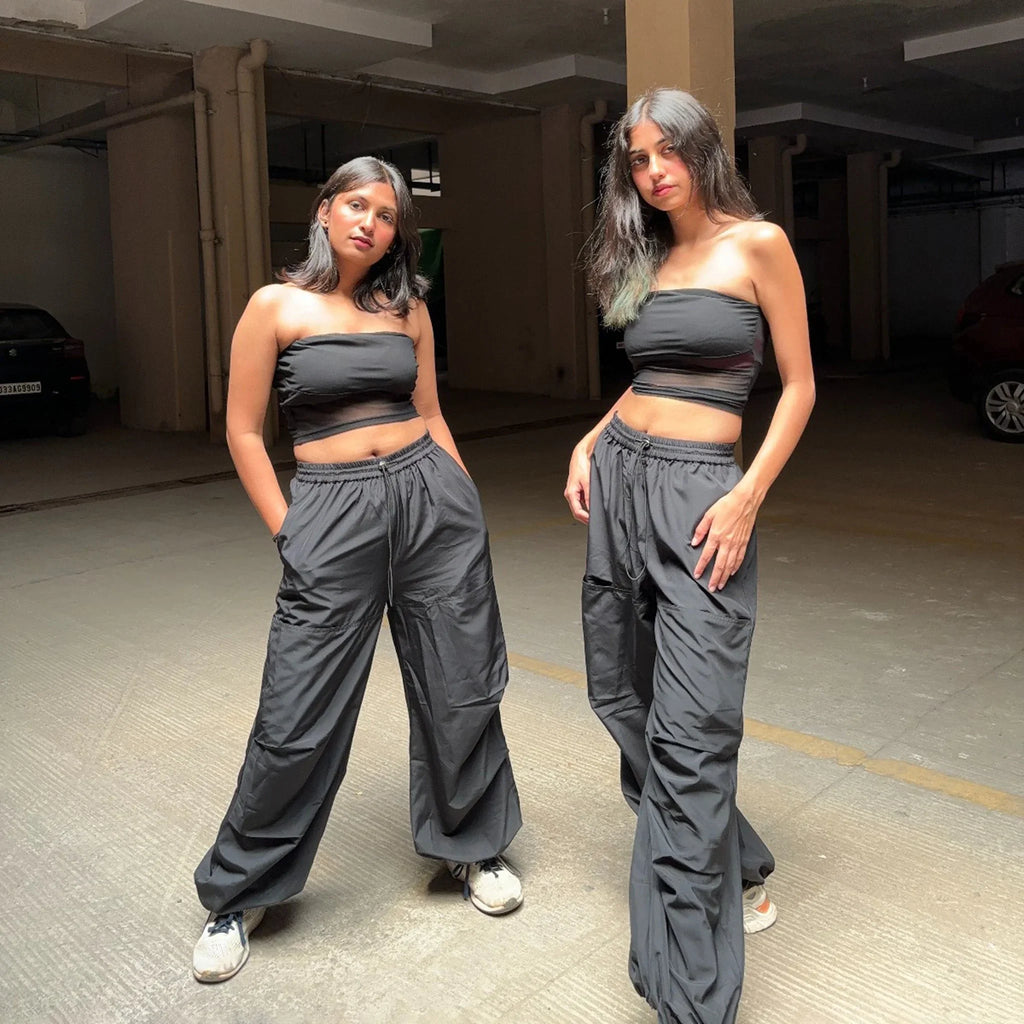 Black Mesh Tube Top - I Z F