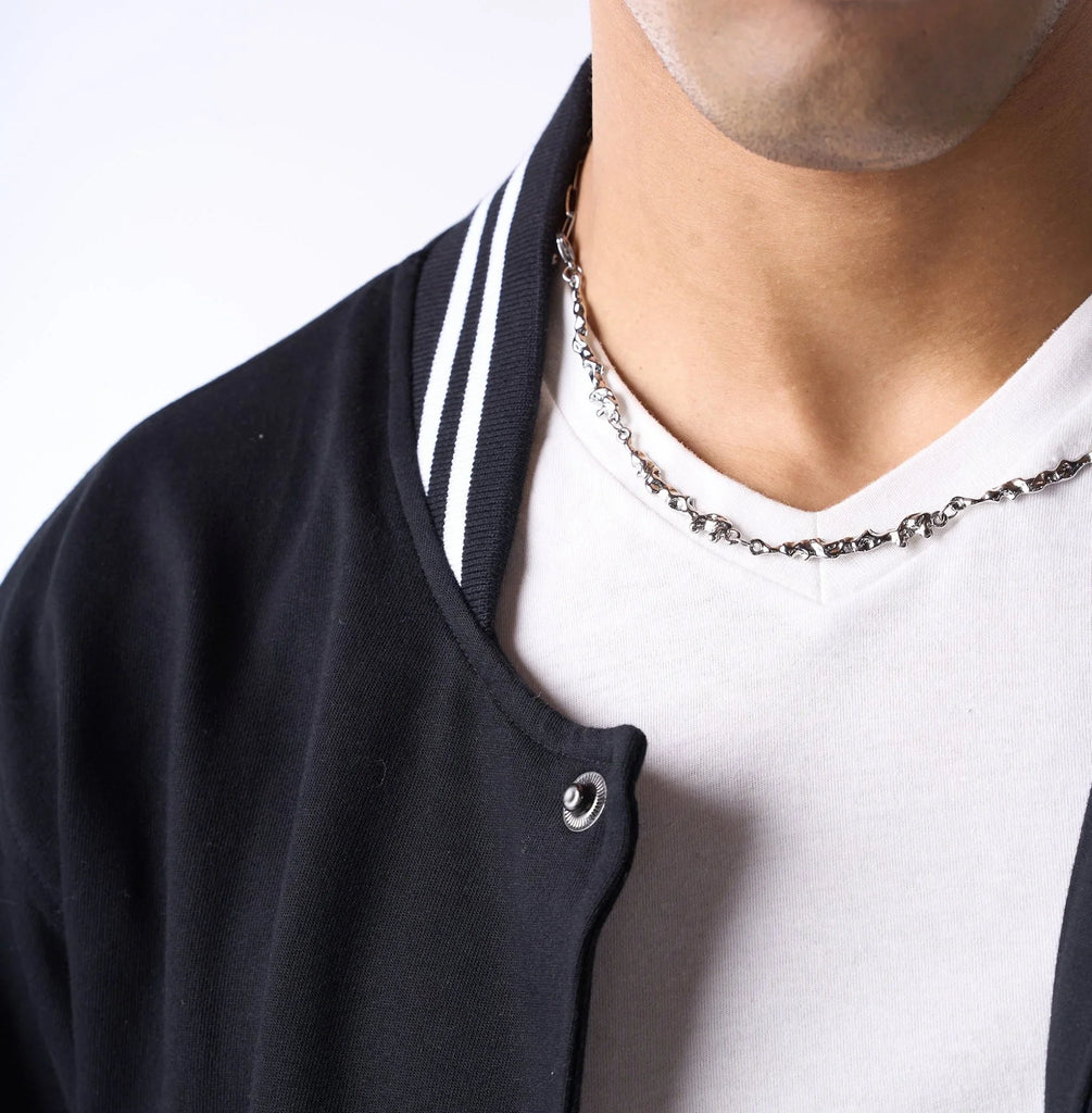 Black monochrome varsity jacket - I Z F