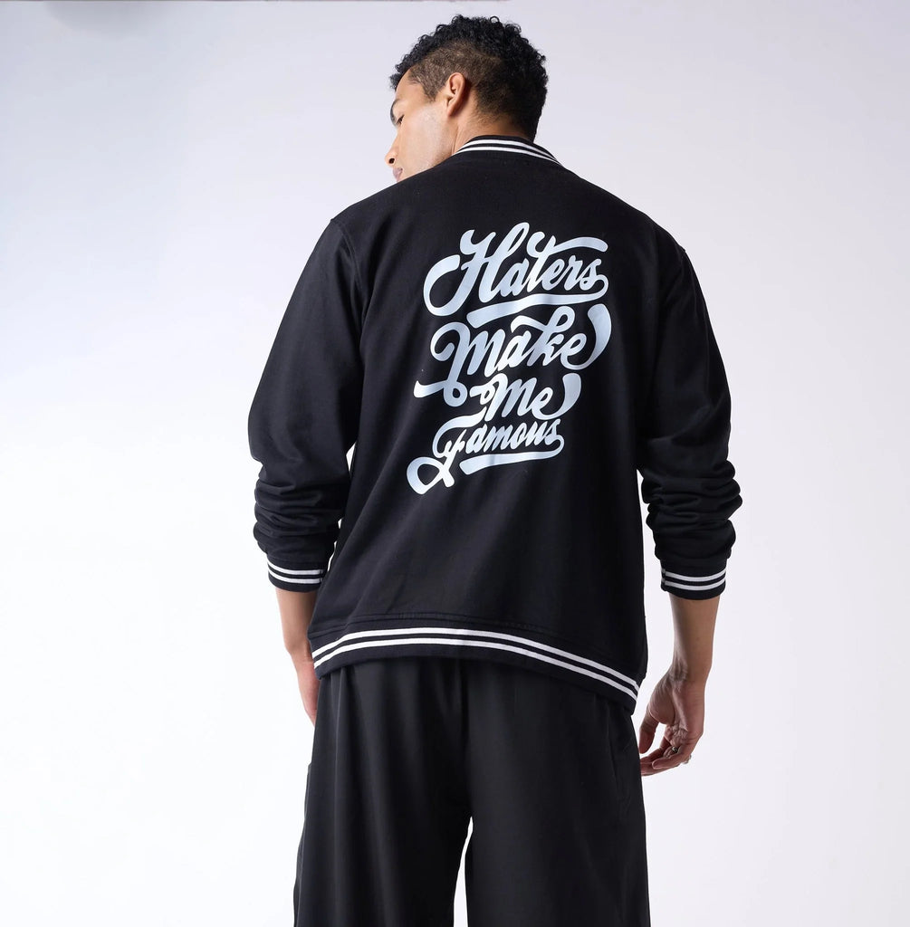 Black monochrome varsity jacket - I Z F