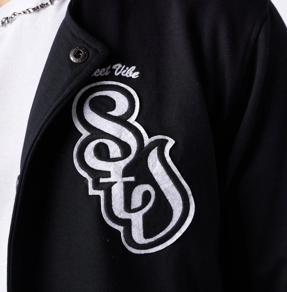 Black monochrome varsity jacket - I Z F
