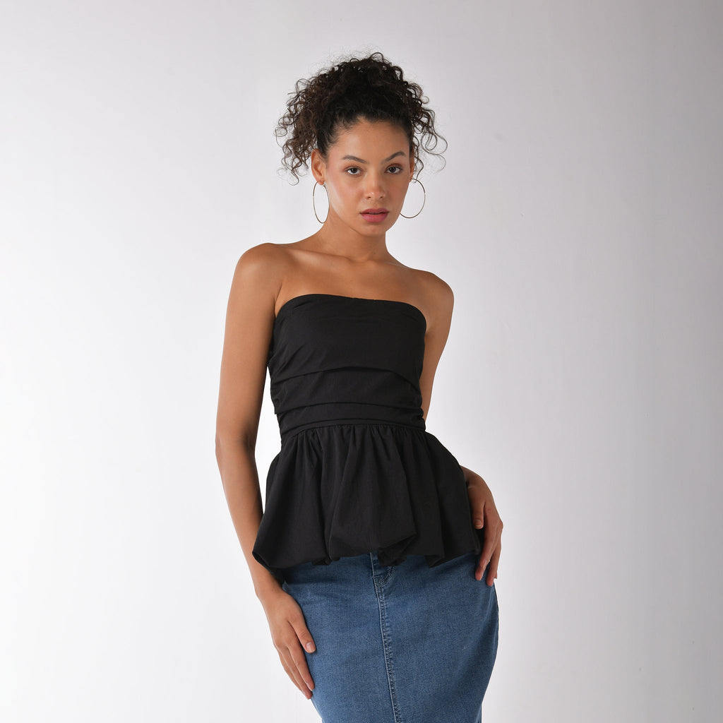 Black Off - shoulder Bubble Top - I Z F