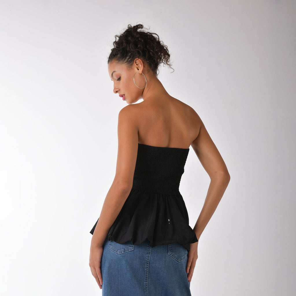 Black Off - shoulder Bubble Top - I Z F