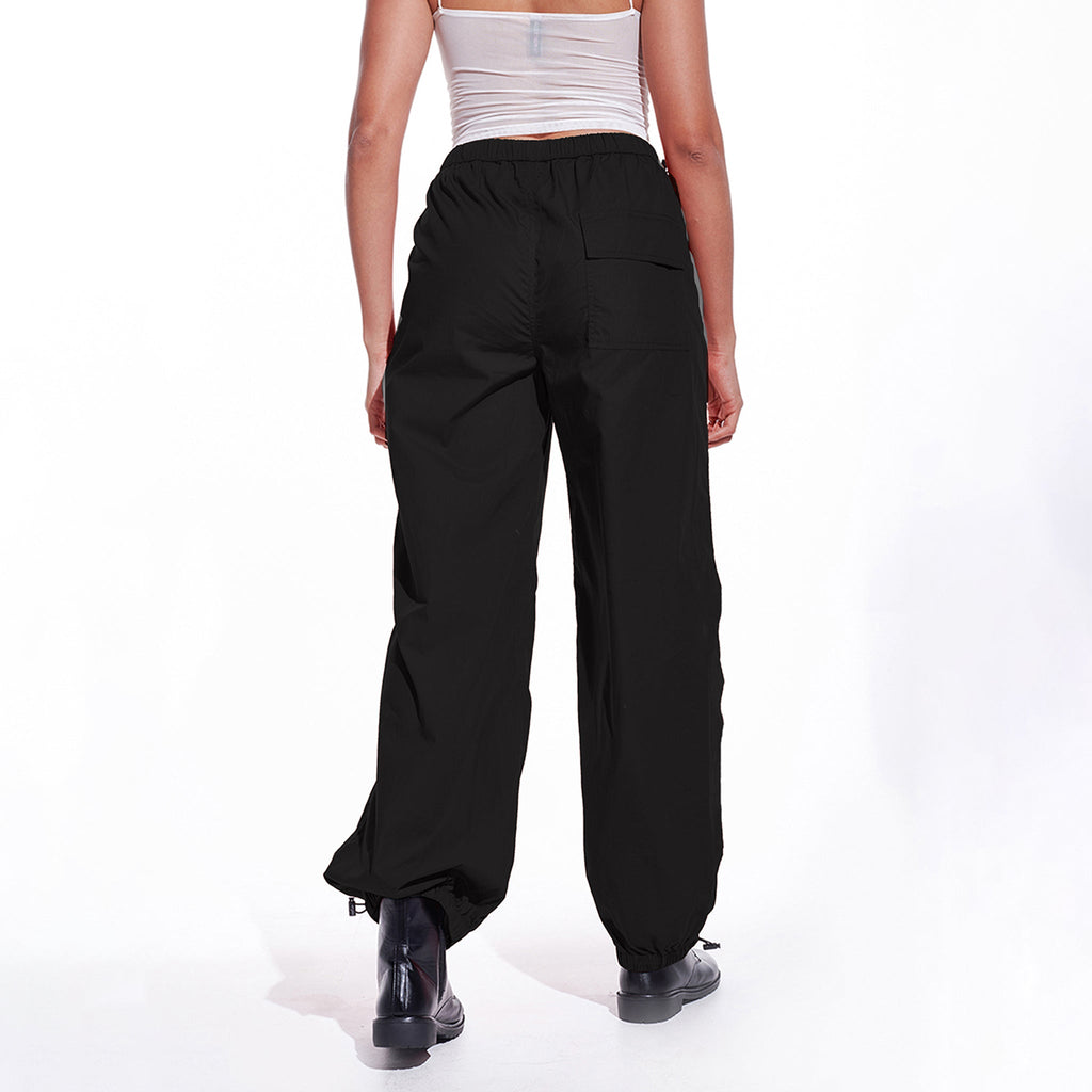 Black Oversized Parachute Pants - I Z F