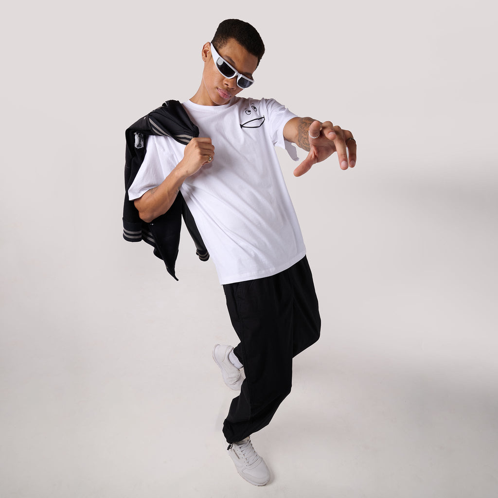 Black Parachute Pants & White Oversized T-Shirt - I Z F