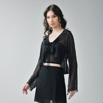 Black Ruffle Shrug - I Z F