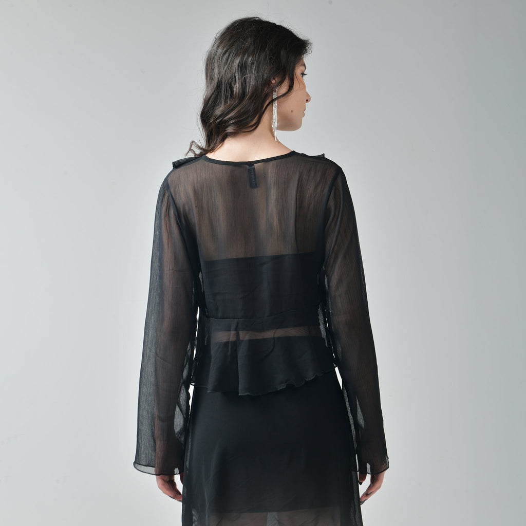 Black Ruffle Shrug - I Z F