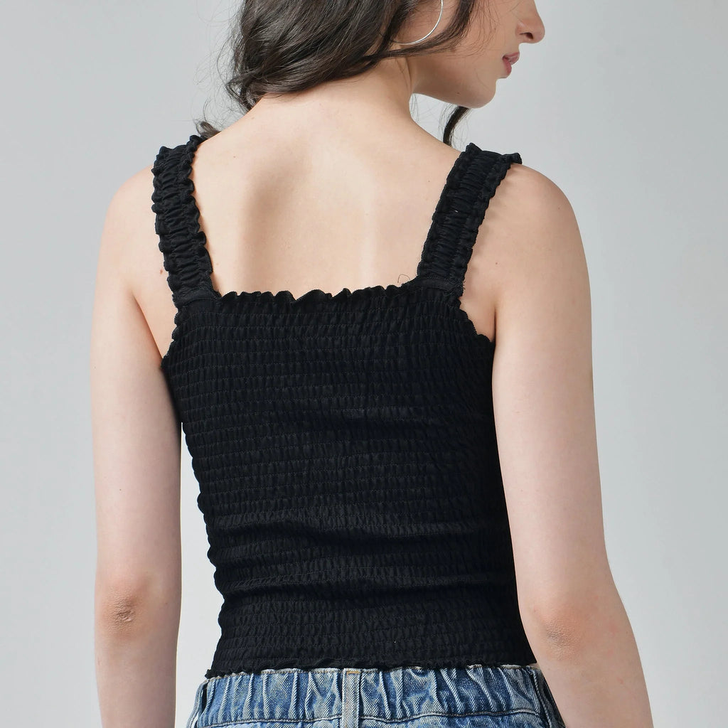 Black Ruffle Top & Black Parachute Pants - I Z F