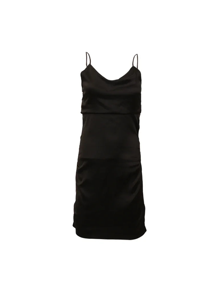 Black Satin Ring Mini Dress - I Z F