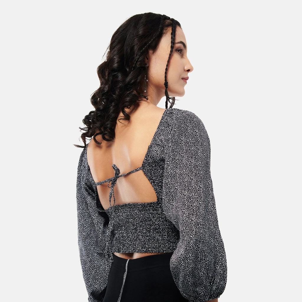 Black Smocked Peasant Top - I Z F