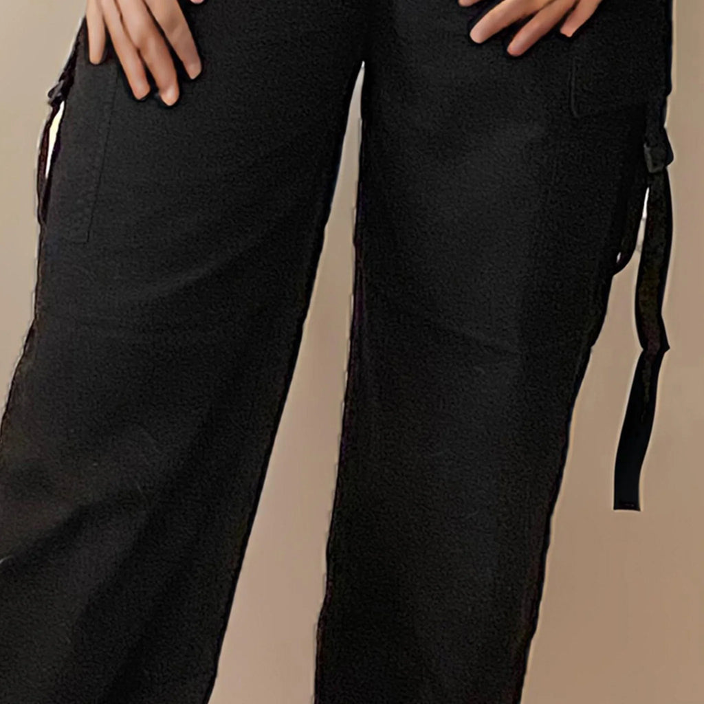 Black Straight Cargo Pants - I Z F