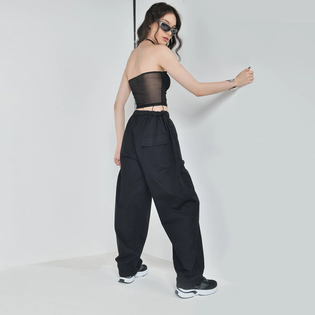 Black Tube Top & Black Parachute Pants - I Z F