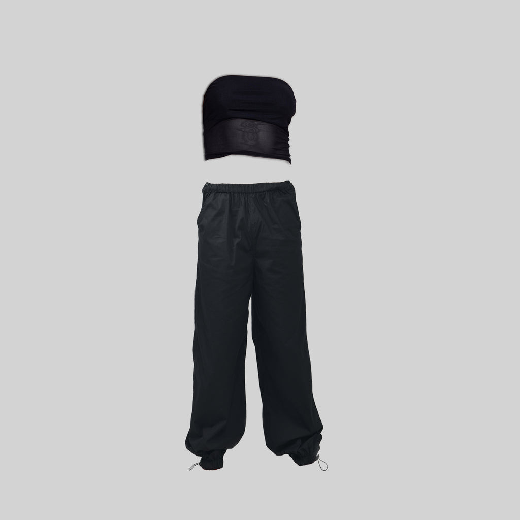 Black Tube Top & Black Parachute Pants - I Z F